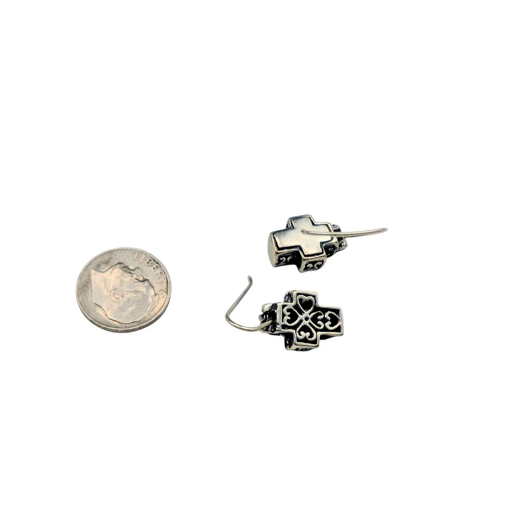 Silpada Retired 925 Sterling Silver Cross Filigree Dangle Earrings - Picture 4 of 5